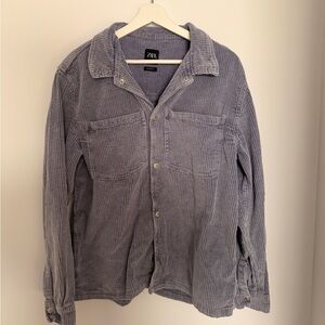Zara Men's Corduroy Shirt Jacket - Light Purple Gray